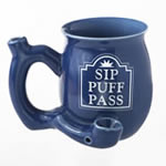 Sip Puff Pass mug - Blue with white letters