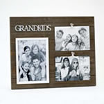triple wood Grandkids frame - Holds one 5x7 and two 4x6 photos