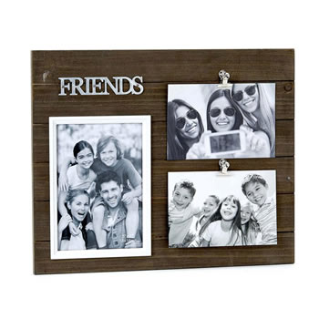 triple wood Friends frame - Holds one 5x7 and two 4x6 photos