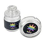 Ashtray and stash jar set - Rainbow leaf design