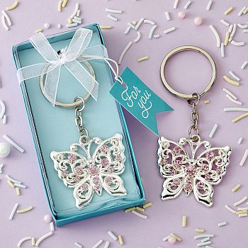 Beautiful Silver Butterfly design metal key chain