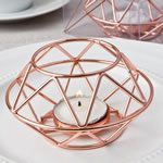 Geometric design rose gold metal tealight candle holder from Fashioncraft&reg;