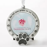 pet memorial ornament - you left paw prints on our hearts - pet memorial ornament - gift box