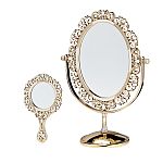 Deluxe Mirror set of 2  - large tilting oval mirror and hand mirror