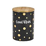 Deluxe canister - stash jar - BLACK CANISTER - GOLD Polka DOTS - GOOD VIBES