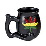 Embossed leaf mug - Matt black with Rasta colors