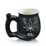 Matt black mug with white Constellation leaf