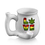 White mug with Rasta color LOVE