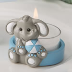 cute baby elephant with blue design tea light holder