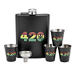 420 rasta flask set with shot glasses and funnel