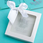 White Gift Box White Satin Bow: 3.5" x 3.5" x 0.5"