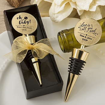 Personalized metallics collection gold metal wine bottle stopper