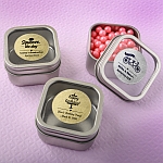 <em>Personalized Metallic Collection</em> Clear Top Mint Tin Favors
