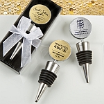 Wine bottle stoppers from our Personalized Metallics Collection