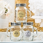 Glass Mason Jars with handle from our Personalized Metallics Collection