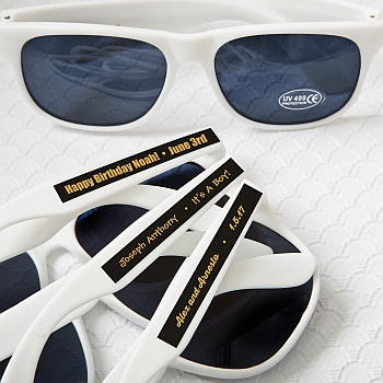 personalized metallics collection white sunglasses from fashioncraft