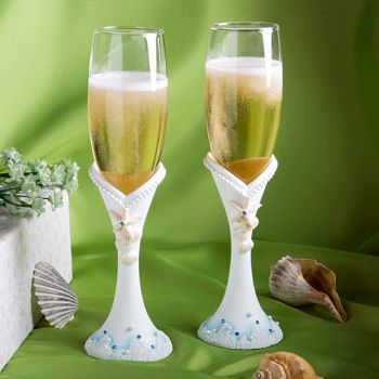 <em>Finishing Touches  Collection</em> Beach Themed Champagne Flutes