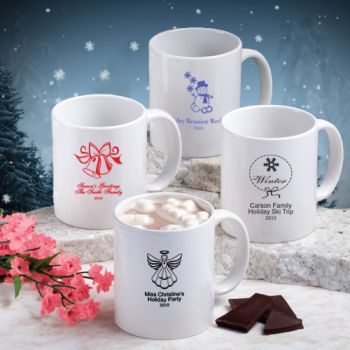 White Ceramic Coffee Mug - Holiday Designs
