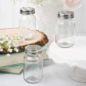 Perfectly Plain Glass mason jar with silver metal screw top