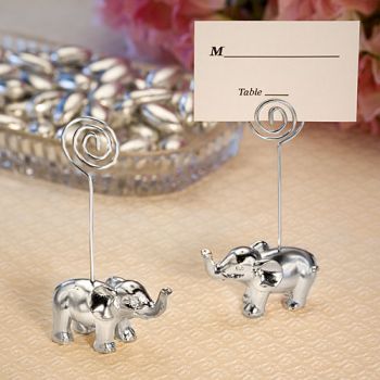 Silver Finish Elephant Place Card Holders