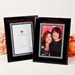 Silk Screened Personalized Black Glass Frame with Silver Glitter border