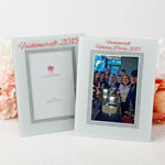 Silk-Screened personalized White Glass Frame with Silver