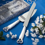 Interlocking Hearts Design Cake Knife/Server Set