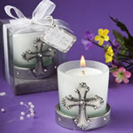 <em>Regal Favor Collection</em> Cross Themed Candle Holders