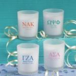 Frosted Glass Candle Holder With Wax: Greek Designs