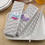 Customized Matte Silver and white stripe design paper straws