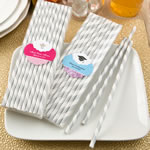 Customized Matte Silver and white stripe design paper straws